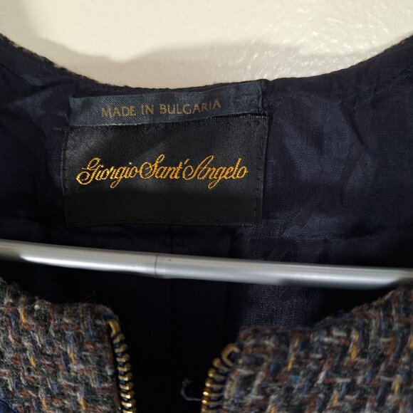 Vintage Giorgio Sant'Angelo Christmas Snowman Tree Wool Zip Vest Small - Picture 3 of 8